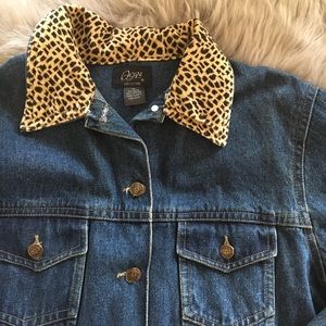 Vintage patchwork oversized denim jacket- Medium
